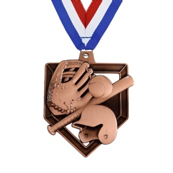 Bronze Baseball Shield Medal
