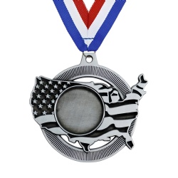Silver United States Map Medal