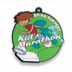 PVC Kid's Marathon Medal with Running Cartoon Design for SPINX RUN FEST