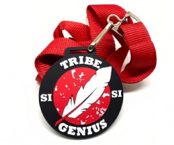 PVC Tribe Genius Feather Design Medal with Red Lanyard
