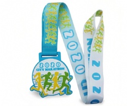 PVC 2020 City Marathon Running Medal with Lanyard