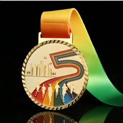 Rainbow 5 Runners Medal - 7cm Sports Award