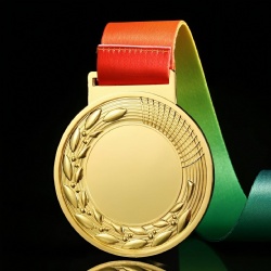 Mosaic Patterned Award Medal with Rainbow Ribbon