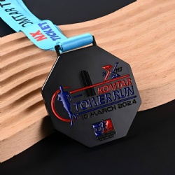 KOMTAR Tower Run Medal with Runner and Building Design