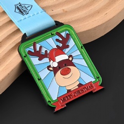 Christmas Reindeer Medal with Merry Christmas Banner