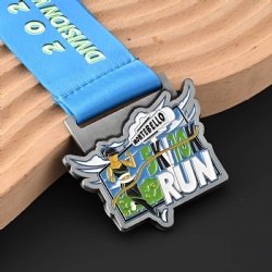 Montebello 5K 10K Run Medal with Runner and Wings
