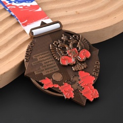 Boxing Medal with Eagle and Map Design - 2020 Championship Award