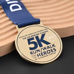 5K Run/Walk for Heroes of Childhood Cancer Medal with Navy Ribbon