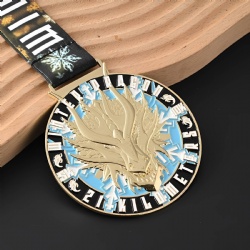 Dragon Head Medal with Snowflake Ribbon