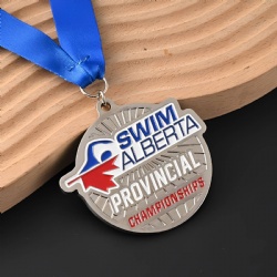 SWIM ALBERTA Provincial Championships Medal with Blue Ribbon