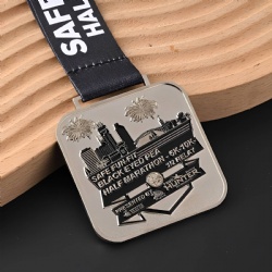 Black Eyed Pea Half Marathon Medal with Cityscape Design