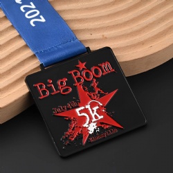 Big Boom 5K July 4th Zionsville Race Medal with Starburst Design