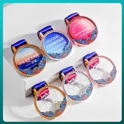 Medal with Floral and Wave Pattern